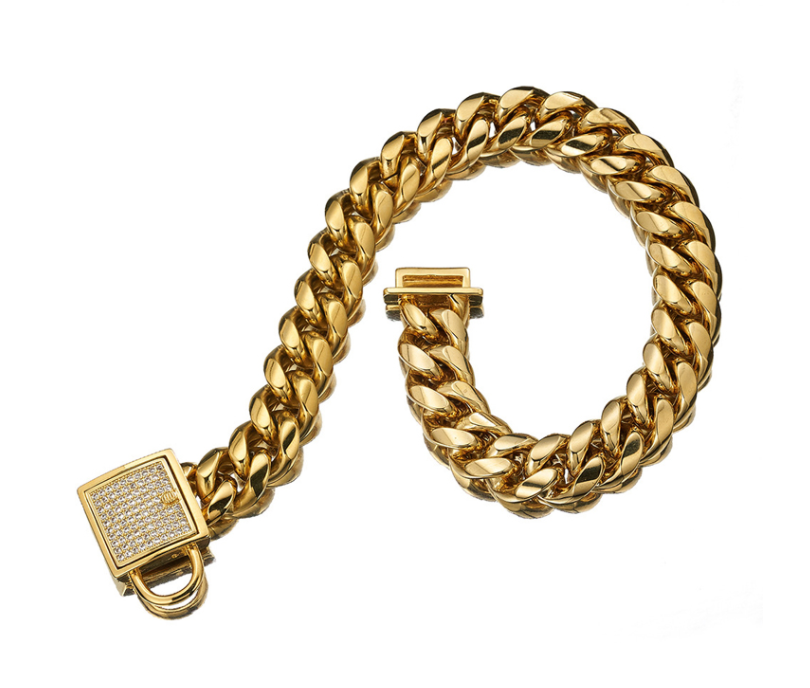 Halskette für Hunde, Edelstahl, Gold – Bild 2 | LuxeStyle