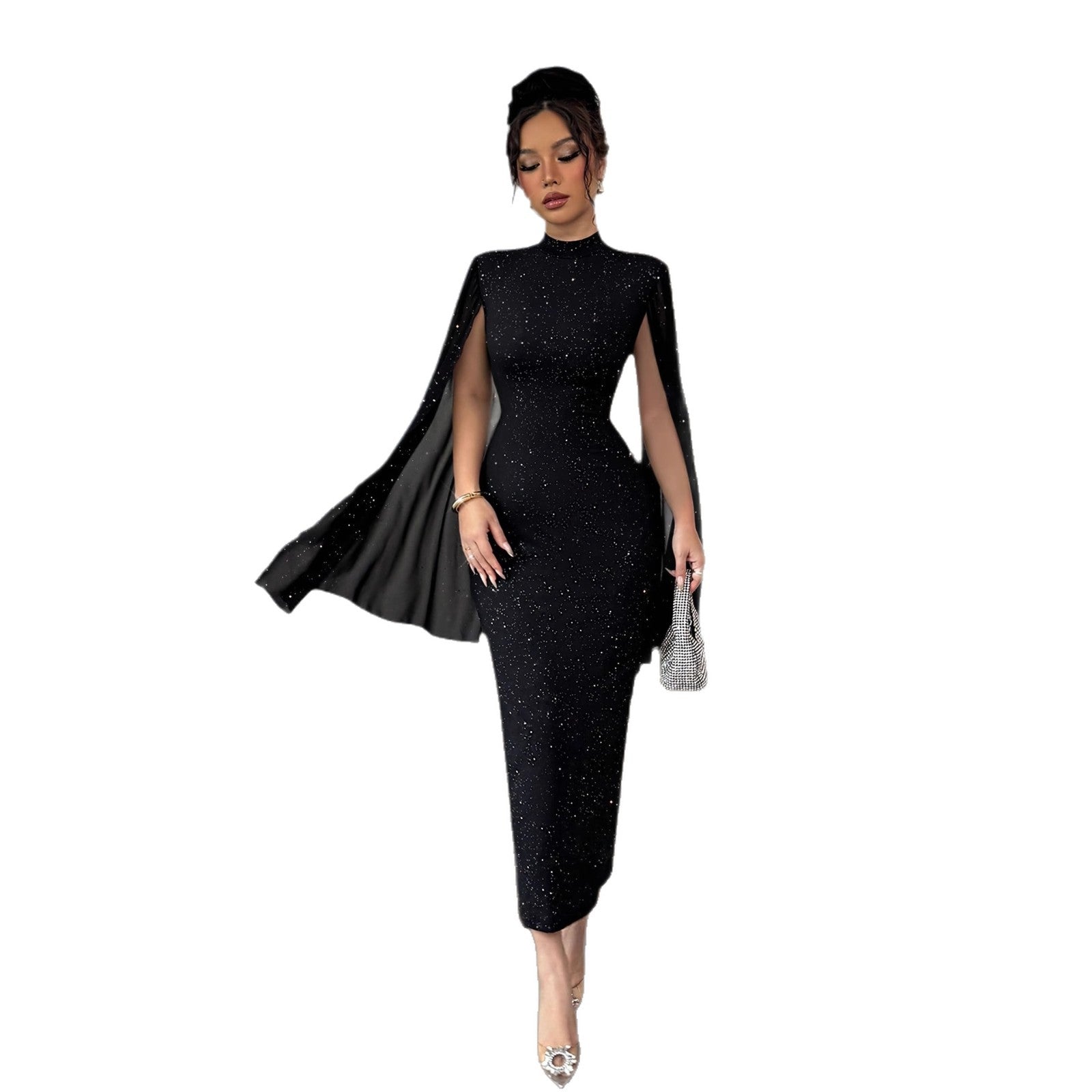 Elegantes Paillettenkleid mit Laternenärmeln