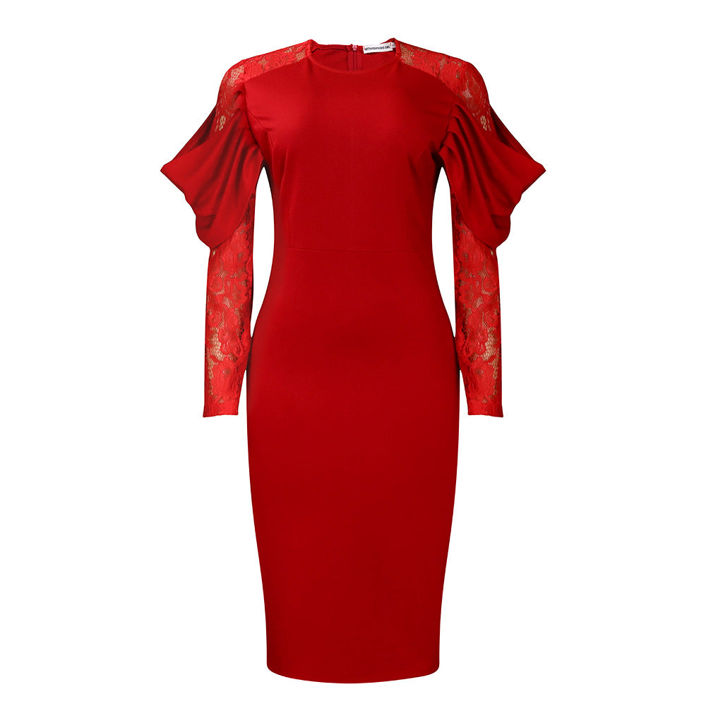 Elegante Bürodress mit Spitze