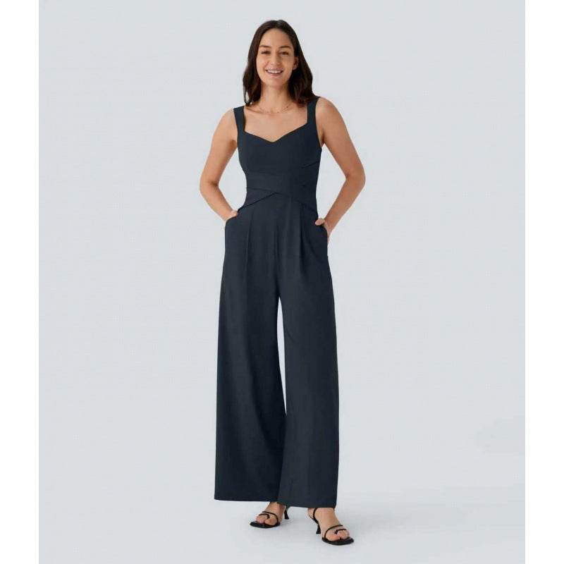 Eleganter ärmelloser Jumpsuit mit weitem Bein