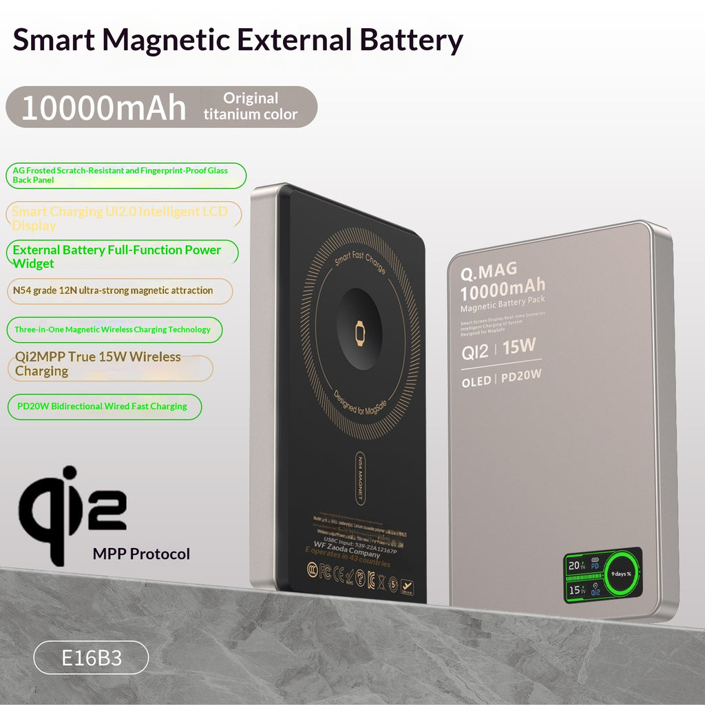 Ultradünne magnetische Powerbank mit Qi2