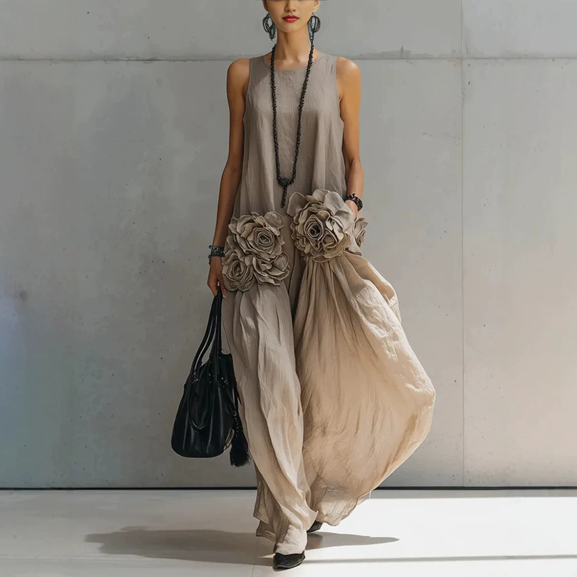 Ärmelloses Maxi-Kleid mit Blumenmuster – Bild 3 | LuxeStyle