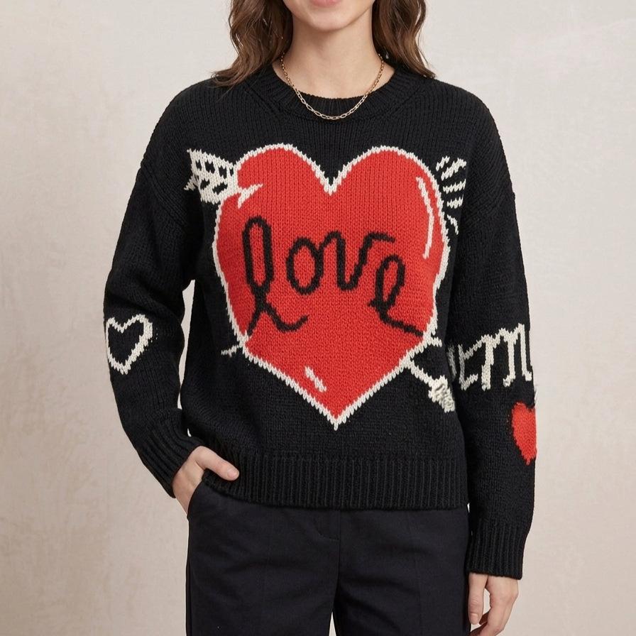 Herzgemusterter Strickpullover für Damen – Bild 4 | LuxeStyle