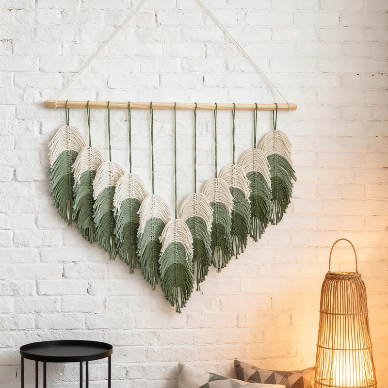 Wandbehang mit Blättern, handgewoben