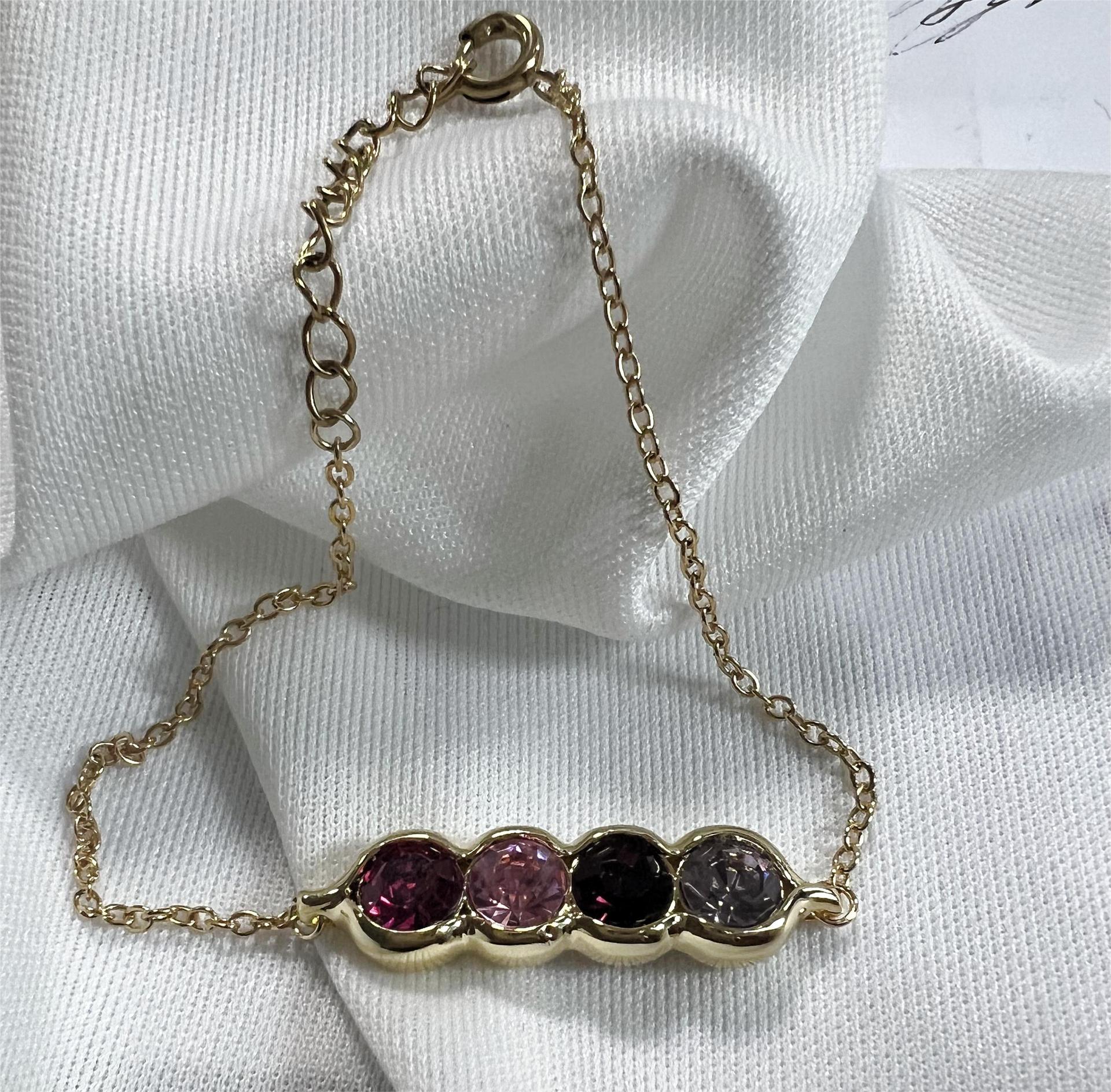 Geburtsstein-Armband «Pois» · zarte Kette mit Steinen