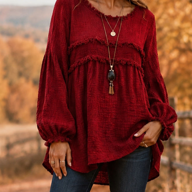 Patchwork Tassel Fransen T-Shirt