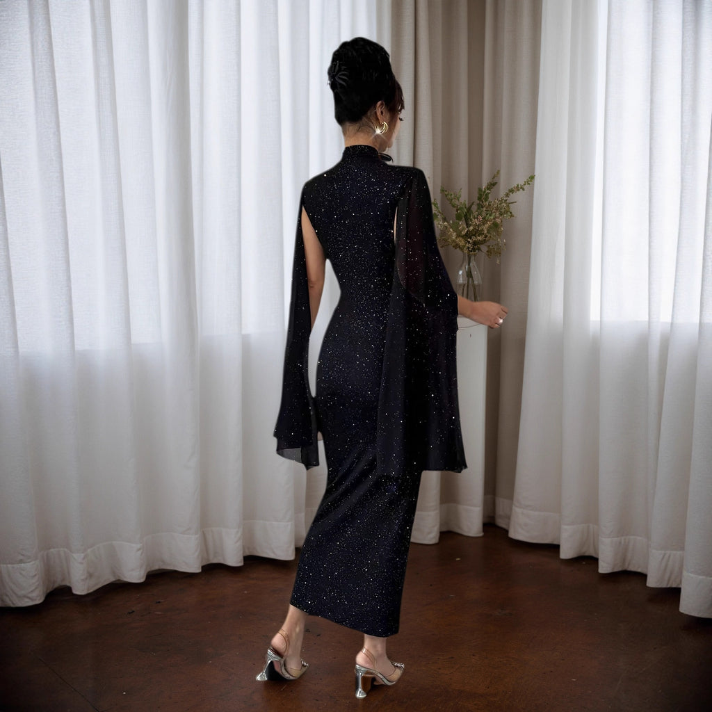 Elegantes Paillettenkleid mit Laternenärmeln