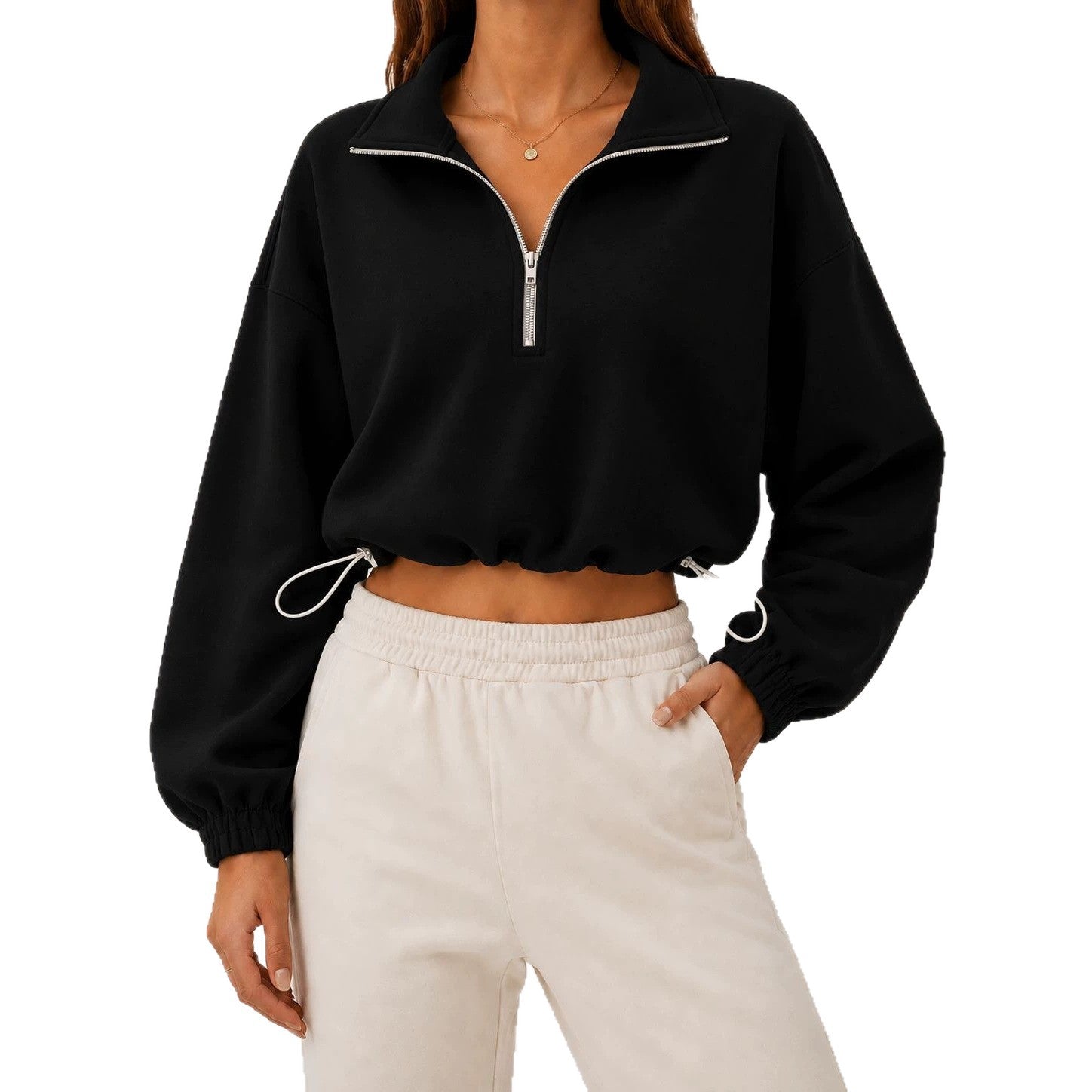 Loose-fit Langarm-Top mit Tunnelzug