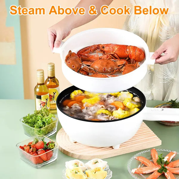 Elektrischer Hot Pot mit Antihaftpfanne & Dampfgarer – Ansicht 4