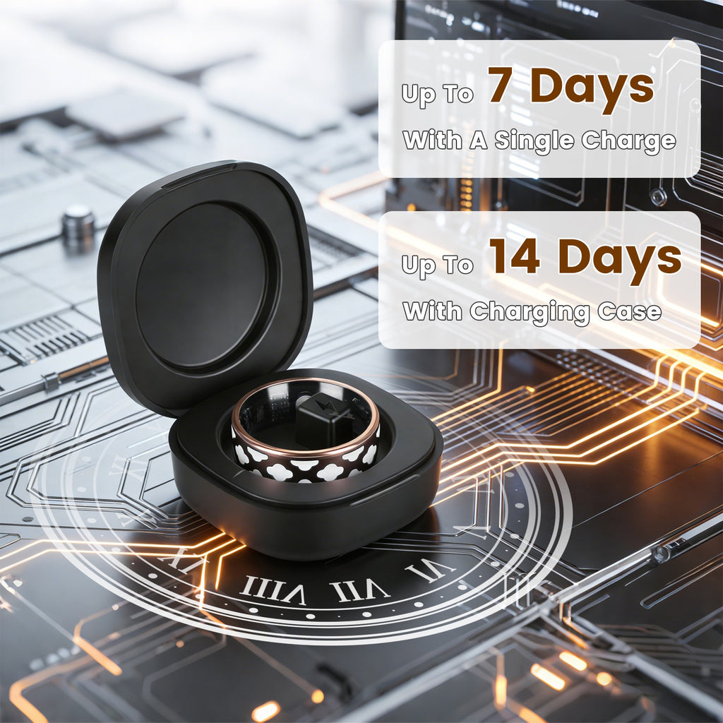 Smarter Gesundheits-Tracker Ring mit Ladecase
