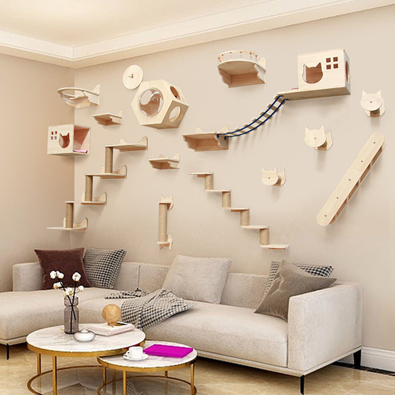 Katzen-Kletterwand aus Massivholz