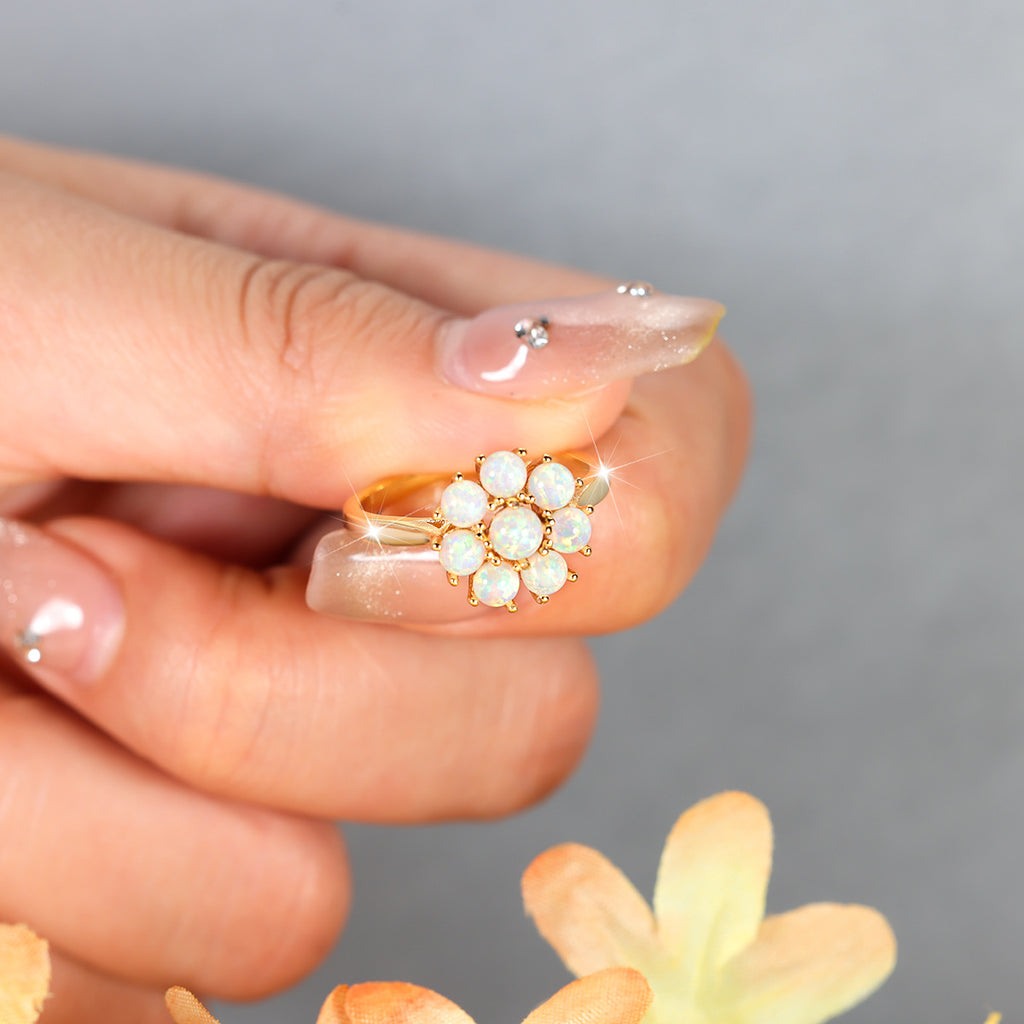 Opalring mit Blüten-Design