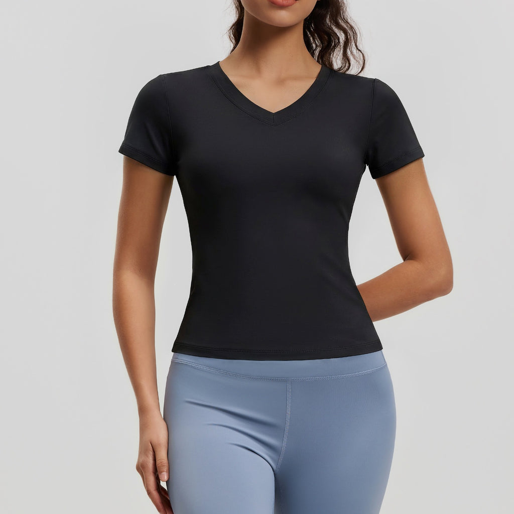 V-Neck Sport-Shirt Kurzarm – Peach