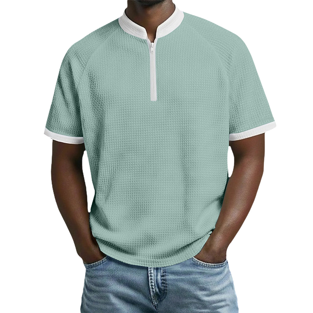 Herren-Polo mit Standkragen und Kontrastfarben