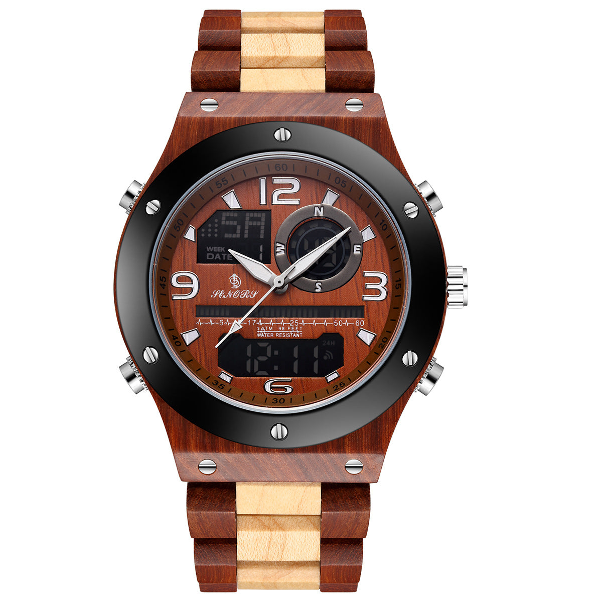 Herren Quarzuhr mit Holzarmband – Bild 2 | LuxeStyle