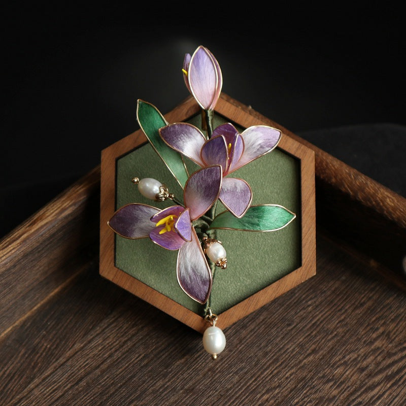 Orchideen‑Filigran‑Brosche in Lila – Bild 2 | LuxeStyle