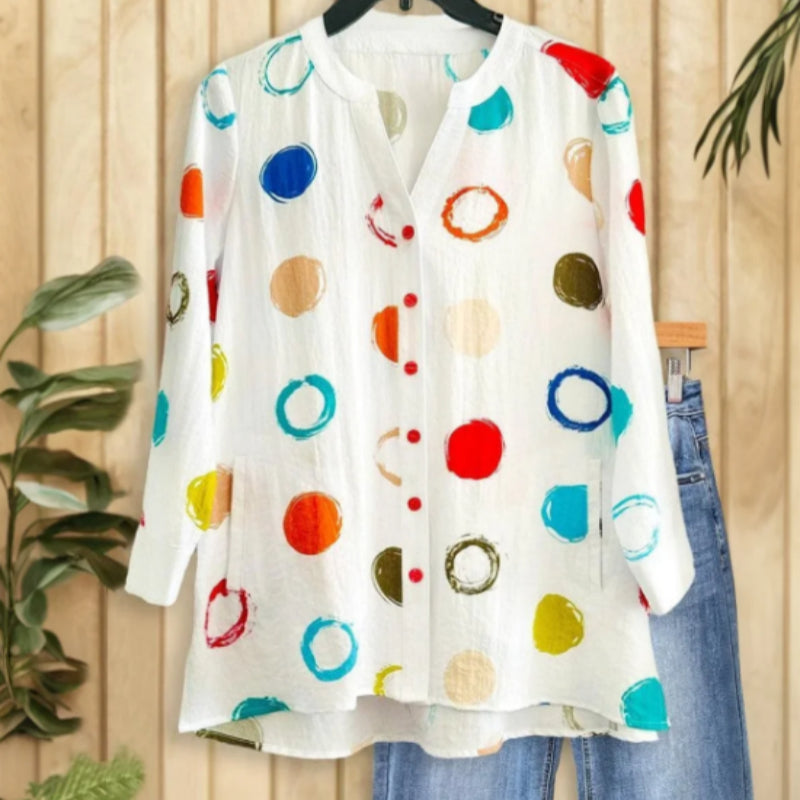 Damen Langarmshirt mit V-Ausschnitt | LuxeStyle
