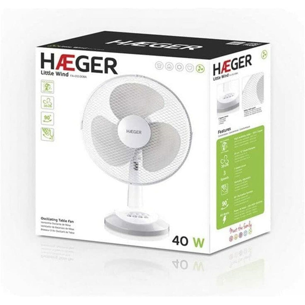 Tischventilator Haeger FA-012.008A Weiss 40 W