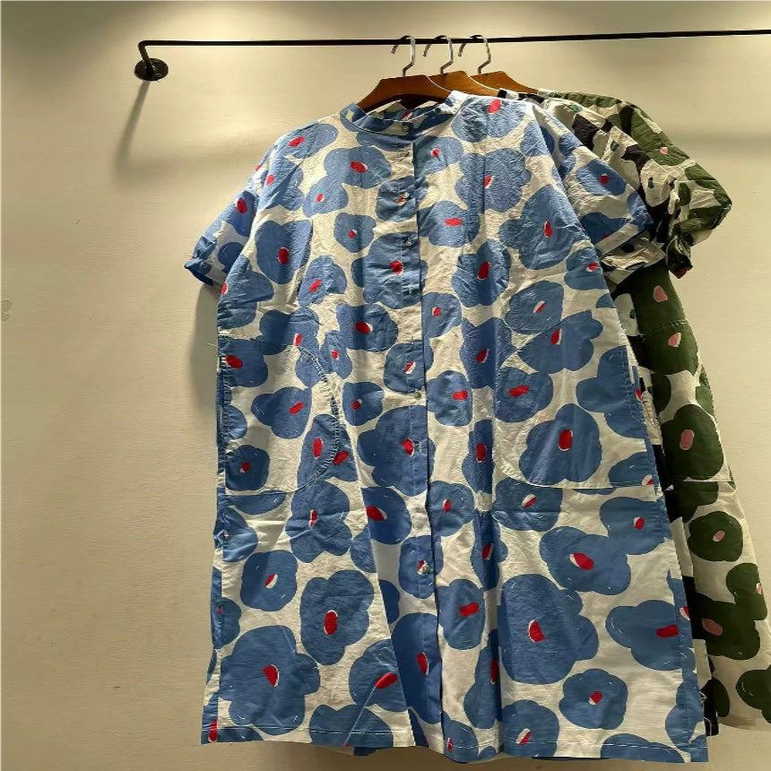 Bedrucktes Baumwollkleid, mittellang, locker – Bild 1 | LuxeStyle