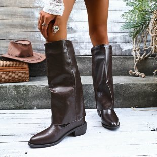 Retro Slouch Stiefel mit spitzer Zehenpartie