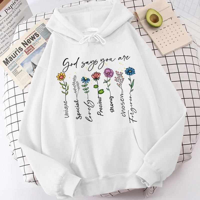 Hoodie «You Are Unique» mit Blumenprint