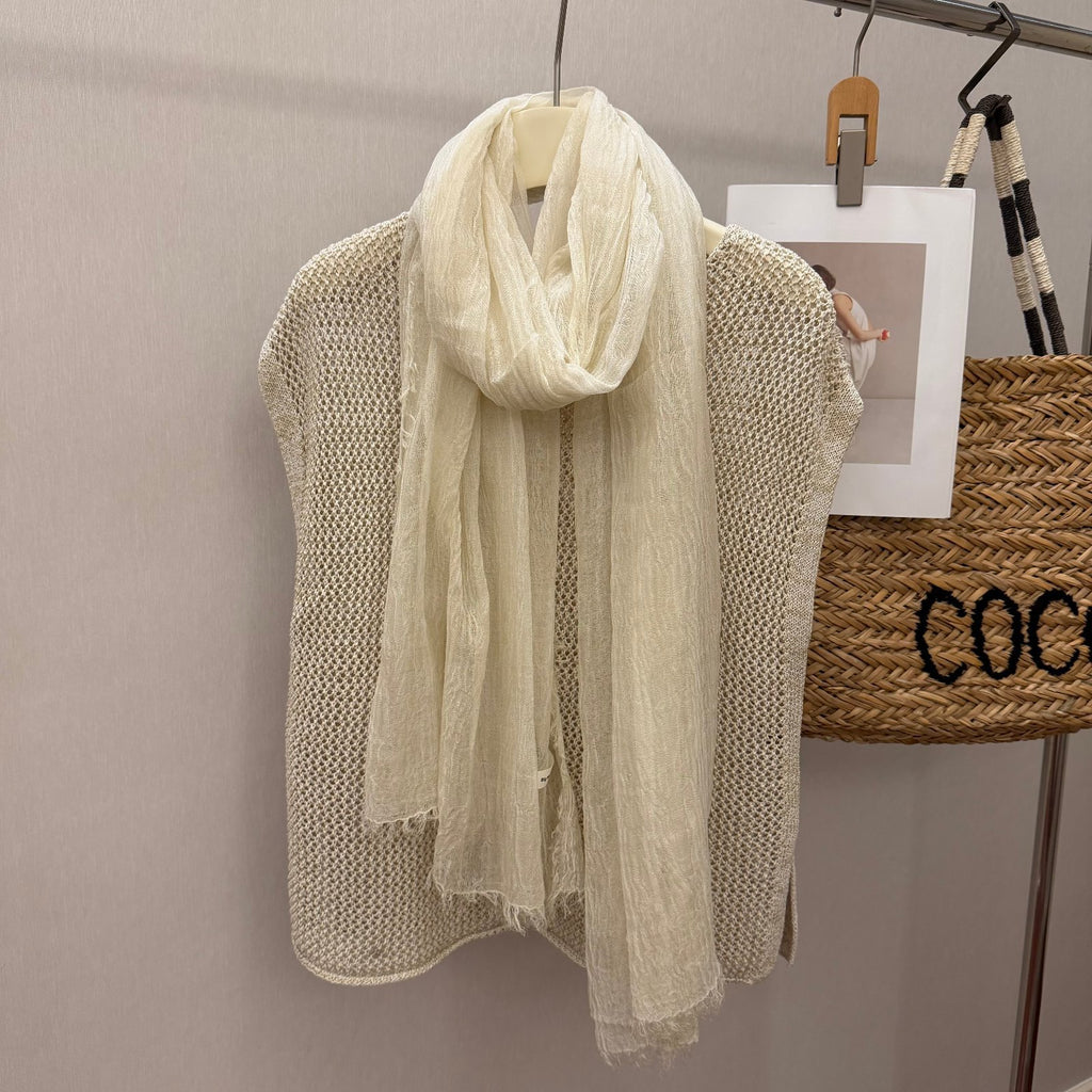 Geknitterter Baumwoll-Leinen Schal im Distressed-Look