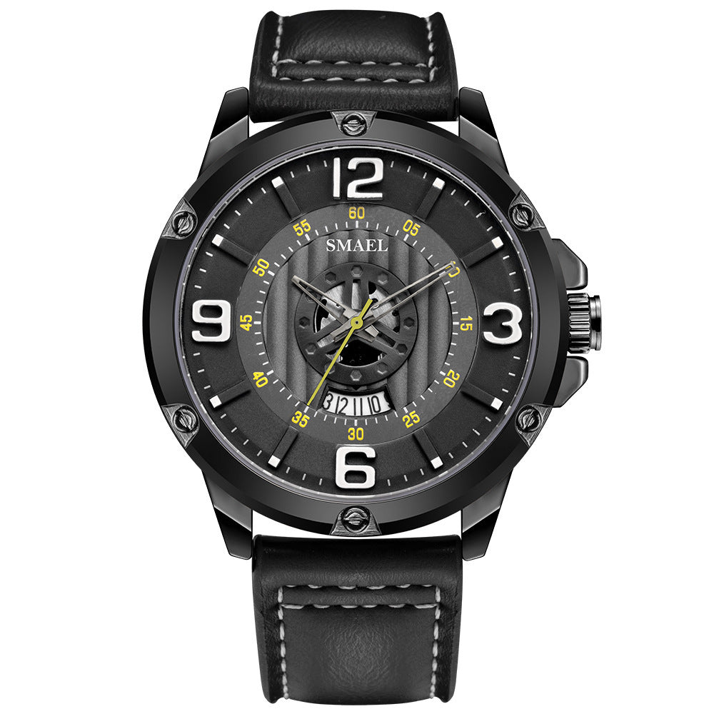 Quarz-Herrenuhr mit Lederarmband und Kalender – Bild 4 | LuxeStyle