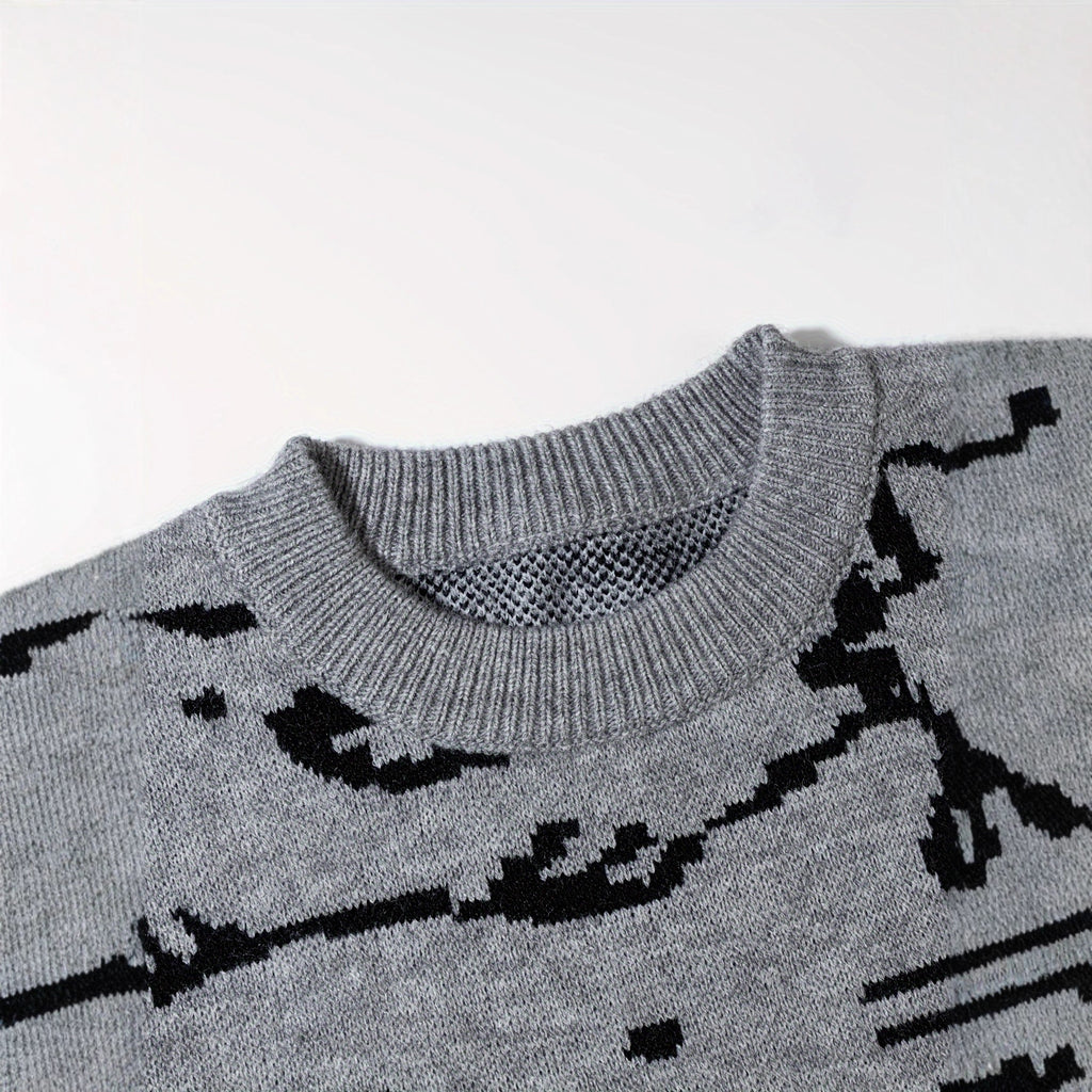 Herren Knit Sweater mit niedlichem Katzenprint