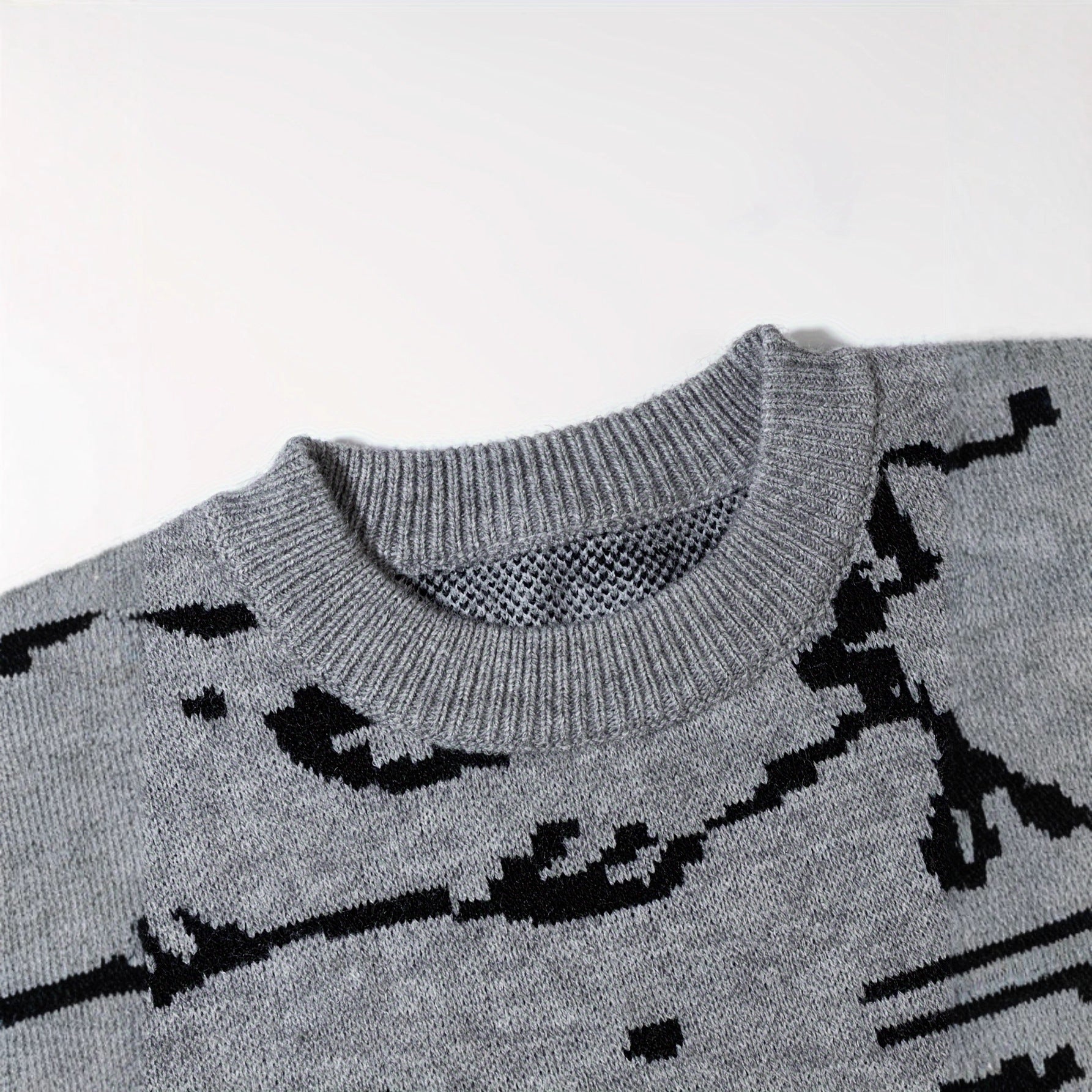 Herren Knit Sweater mit niedlichem Katzenprint