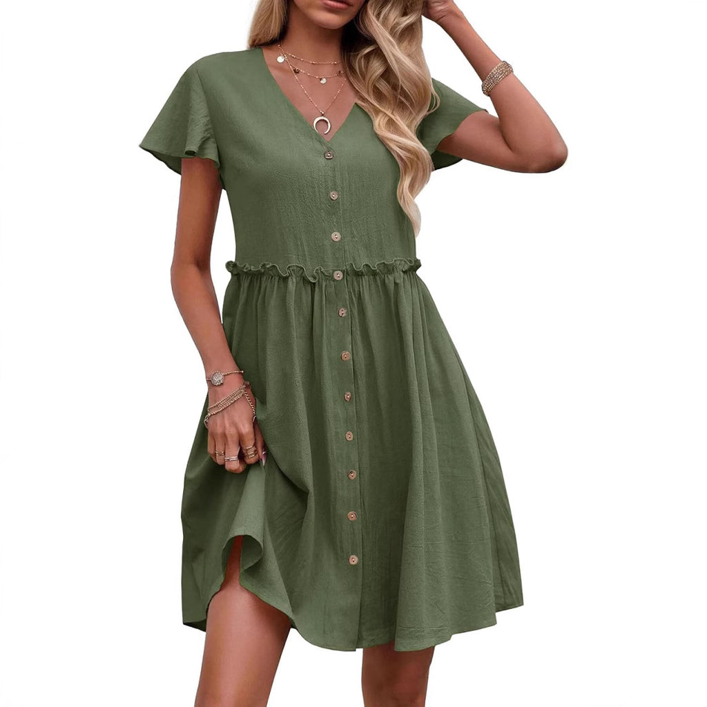 Boho V-Ausschnitt Rüschenkleid – Bild 8 | LuxeStyle