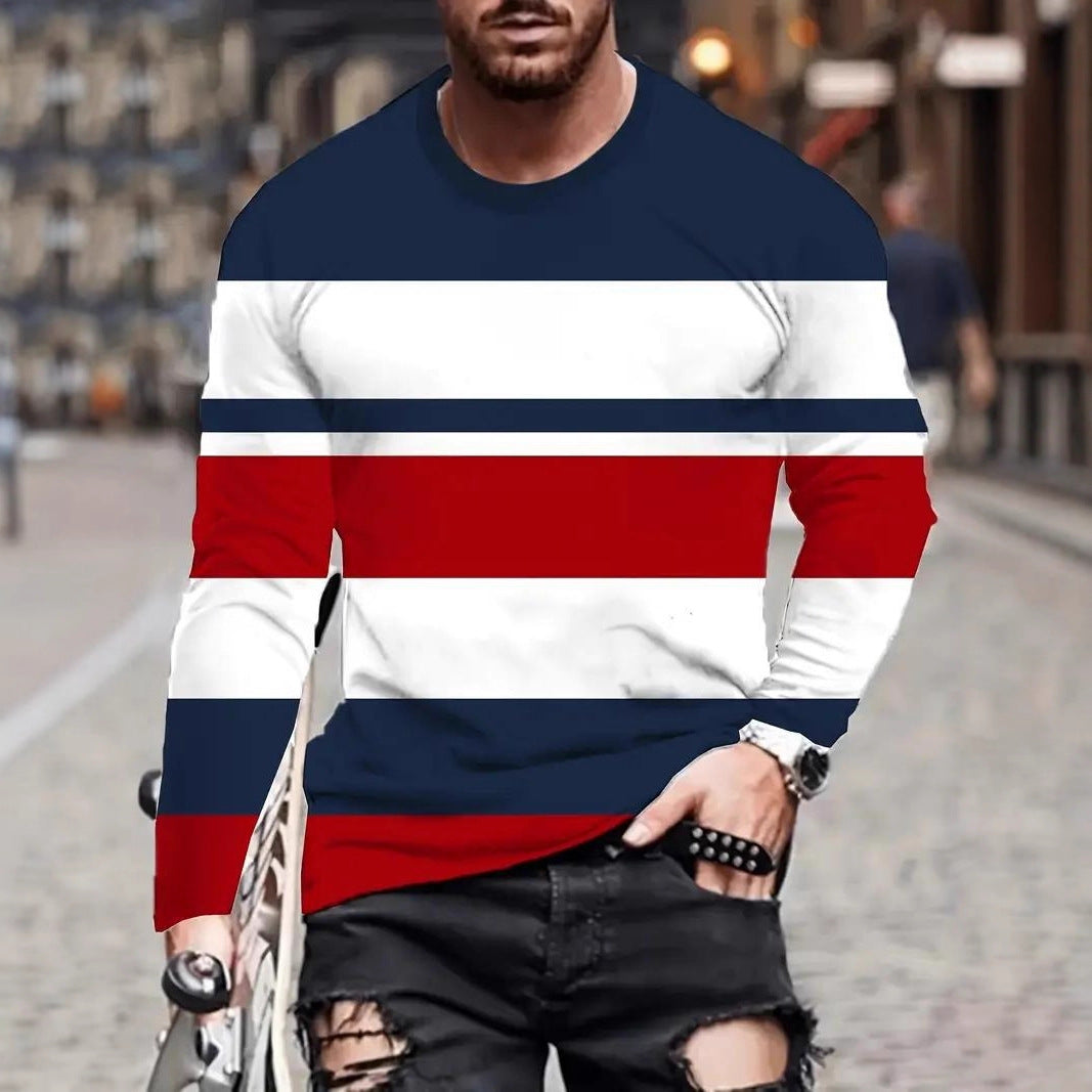 Herren Langarmshirt mit Rundhals und Plaid-Muster