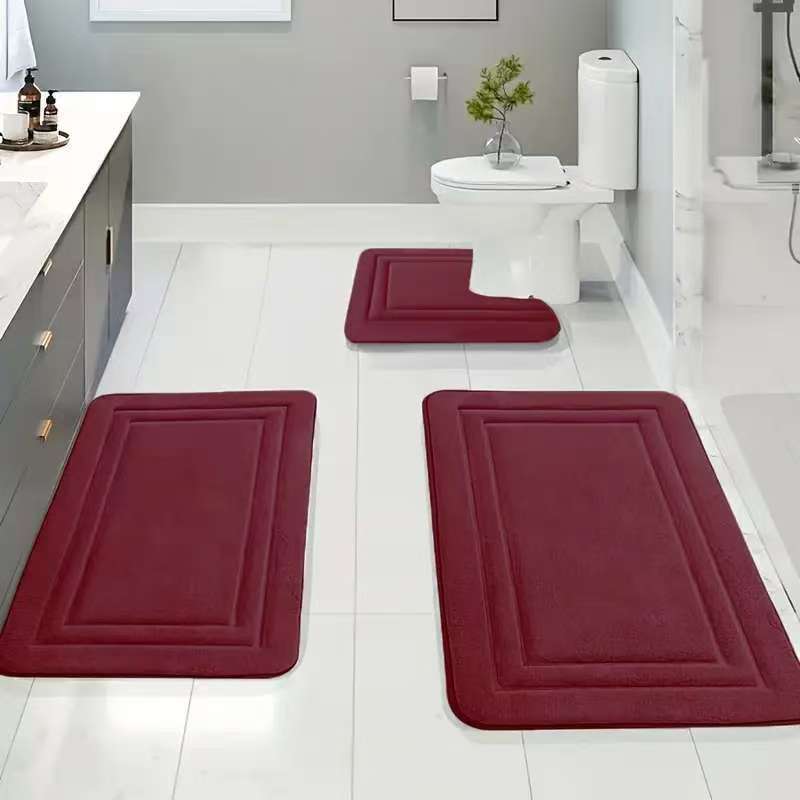 3-teiliges Badematten-Set mit Geometrie-Muster