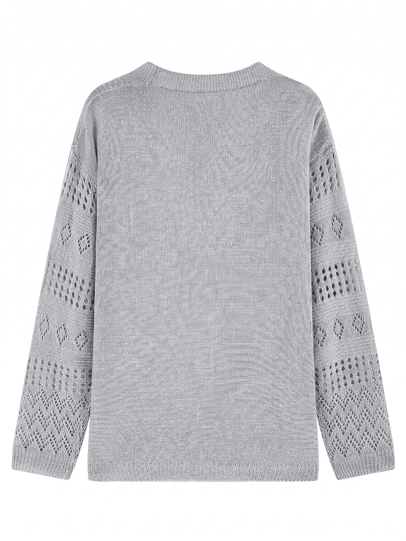 Boho Strick-Cardigan mit Rautenmuster – Ansicht 6