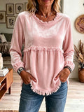 Langarmshirt mit Spitzenbesatz