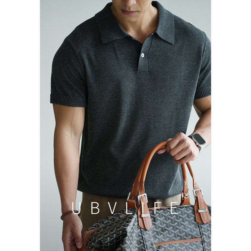 Tencel-Leinen Strick-T-Shirt mit Blumenmuster