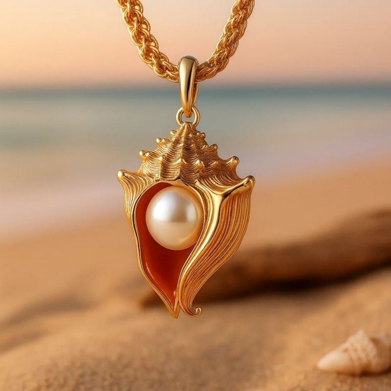 Perlen-Anhänger «Coquille» · Muschel-Form, vergoldet – LuxeStyle