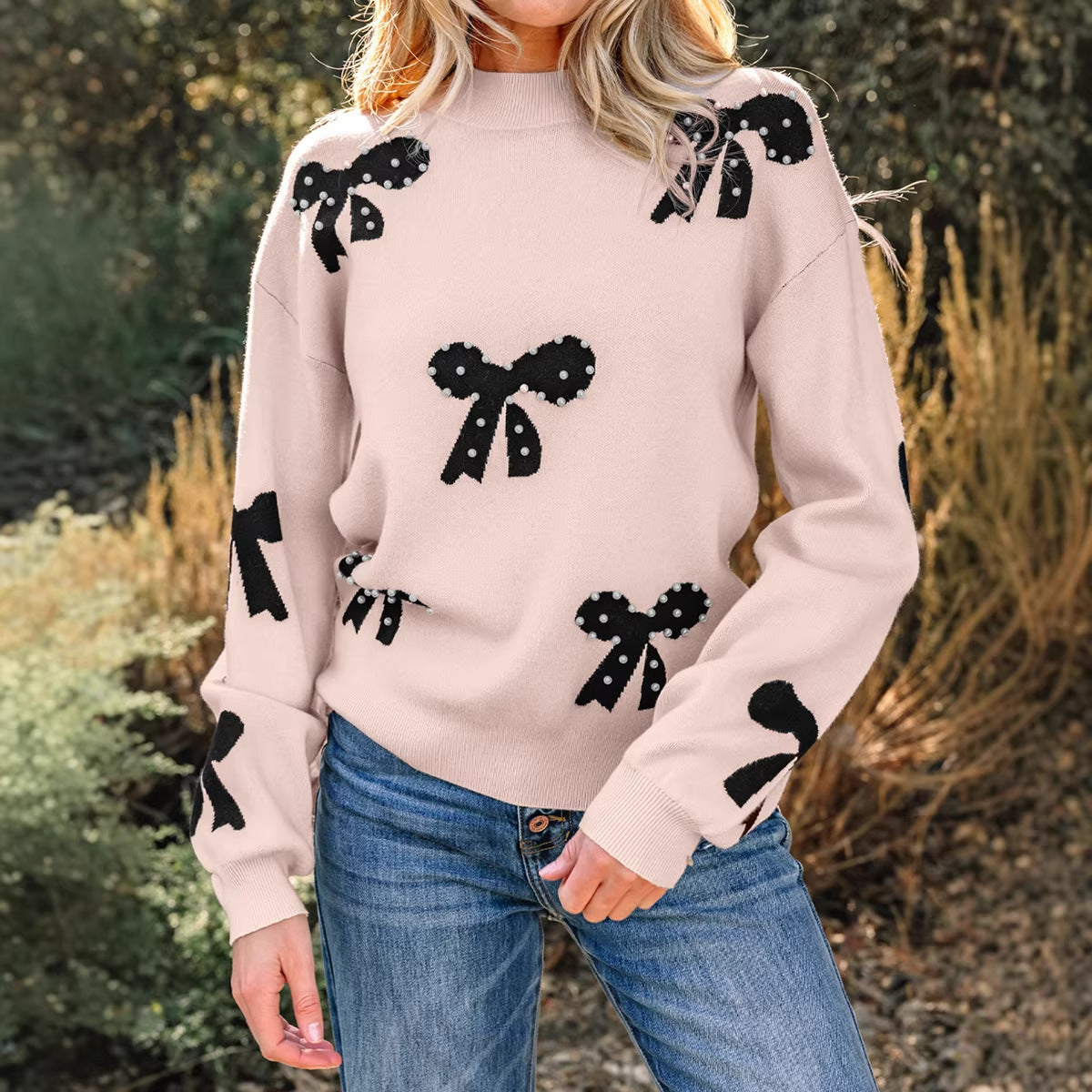Bunte Blumen-Strickpullover