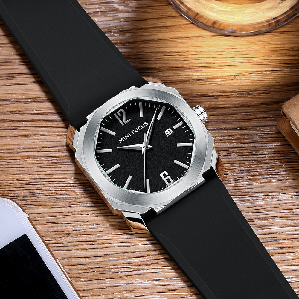 Wasserdichte Herrenuhr mit Kalender und Silikonband – Bild 7 | LuxeStyle