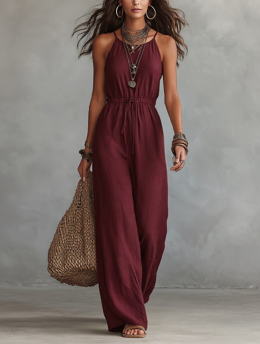 Casual Jumpsuit mit weitem Bein und Spaghettiträgern
