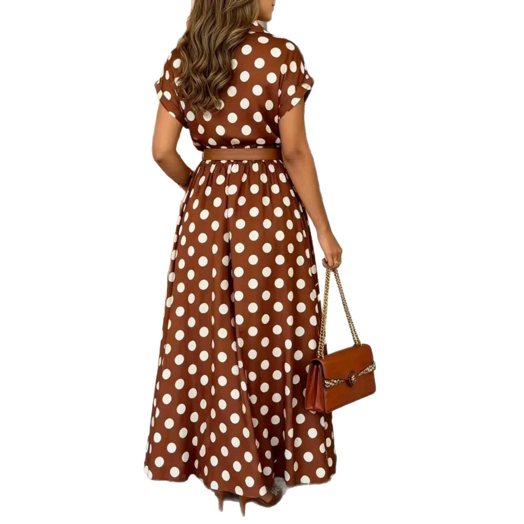 Retro Polka-Dot Kleid mit Taillengürtel – Bild 4 | LuxeStyle