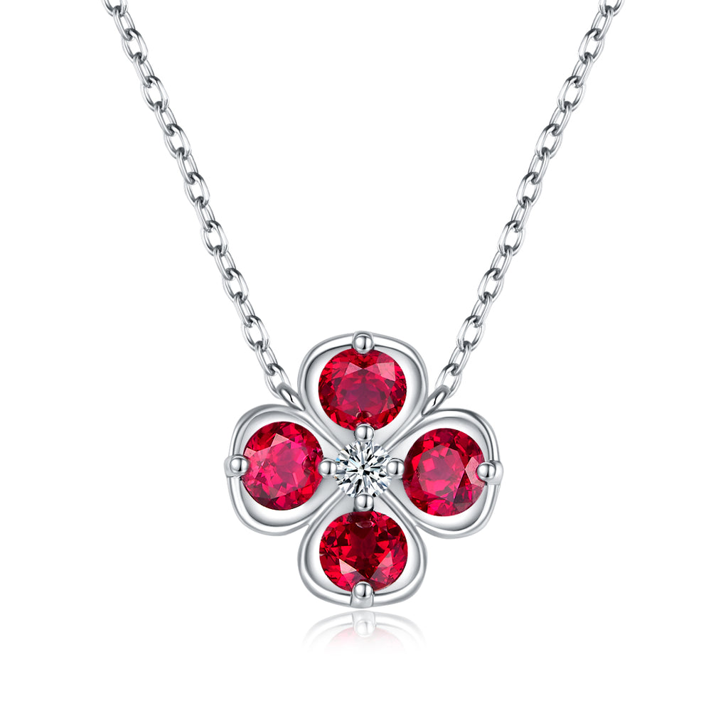 Edelstein-Kleeblatt «Rubin & Saphir» · 925 Silber