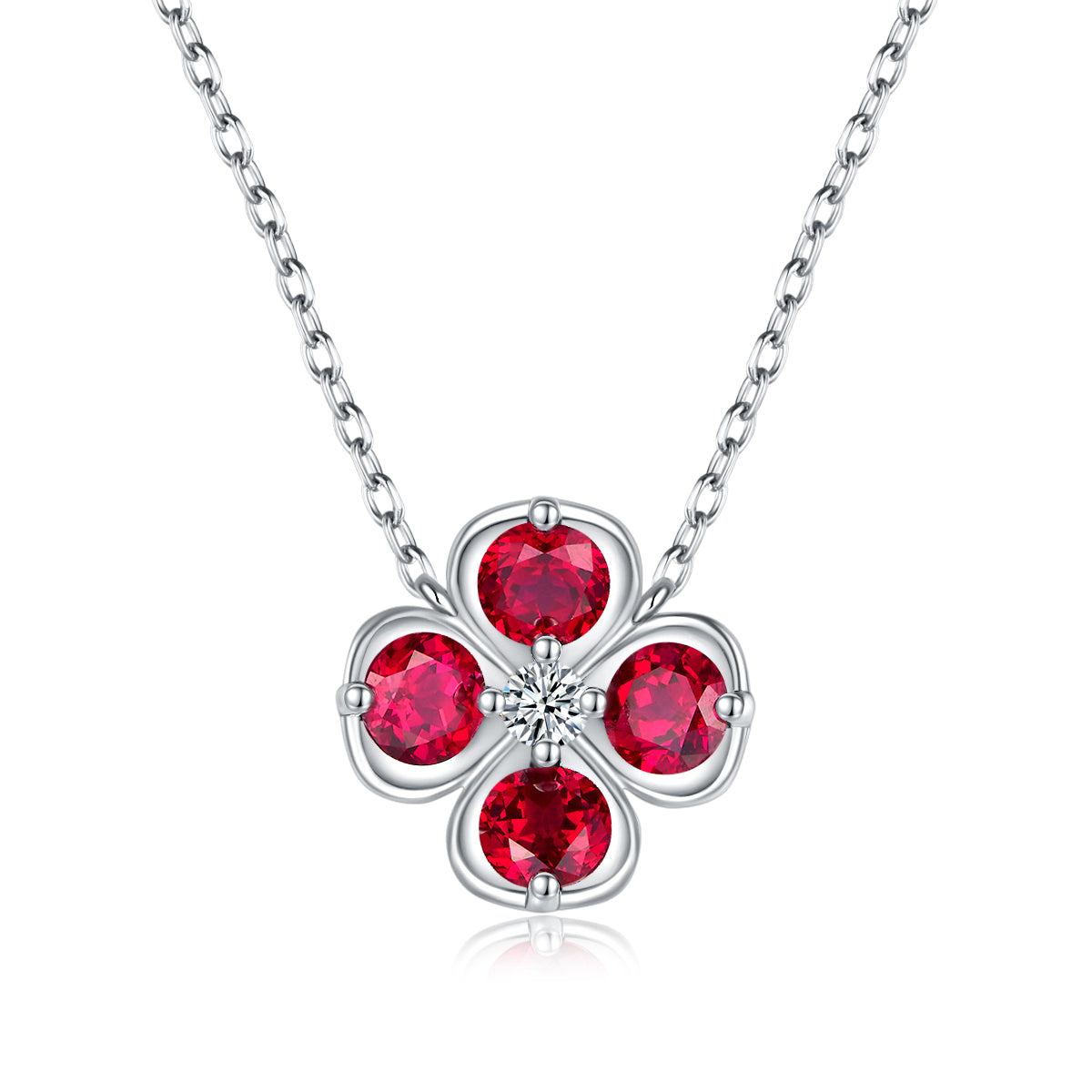 Edelstein-Kleeblatt «Rubin & Saphir» · 925 Silber
