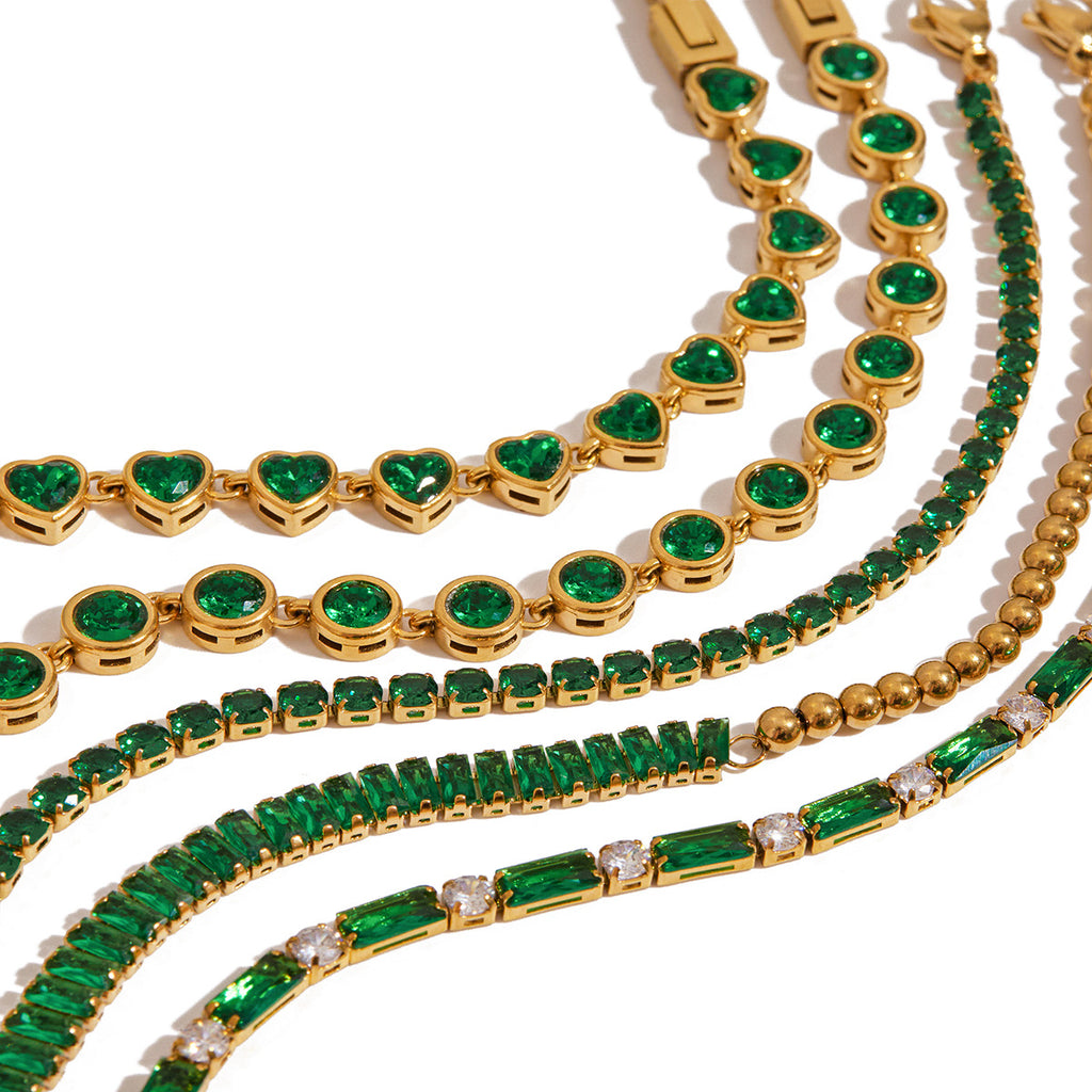 Champagner-Gold Armband mit grünem Herz – Bild 9 | LuxeStyle