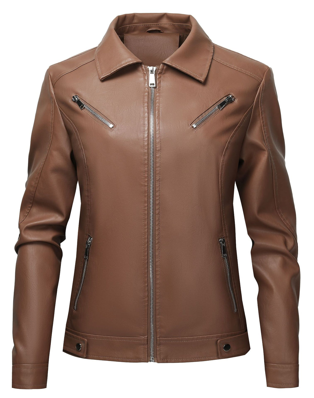 PU Lederjacke Damen, Slim Fit, Schwarz | LuxeStyle