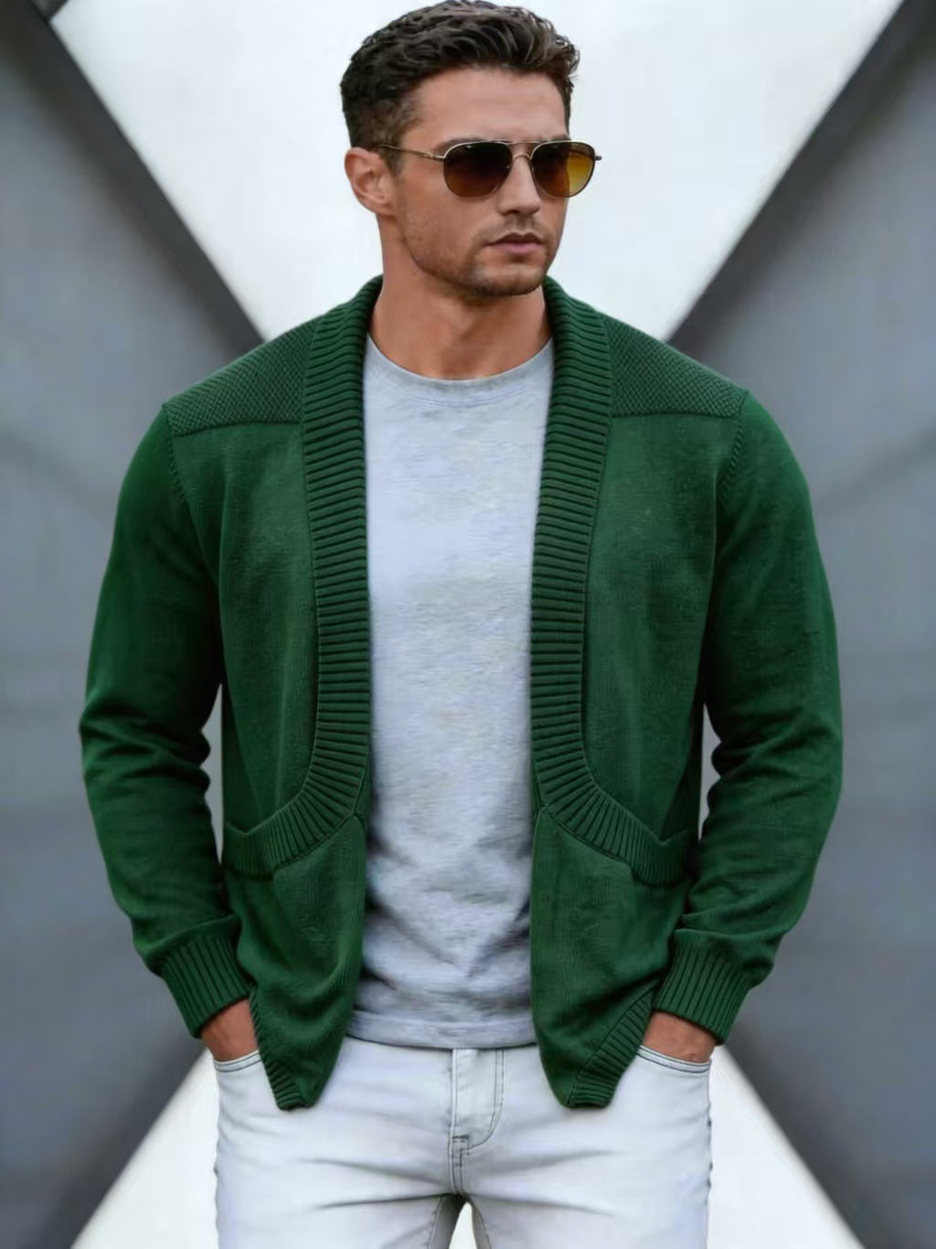 Herren Strick-Cardigan mit Schalkragen