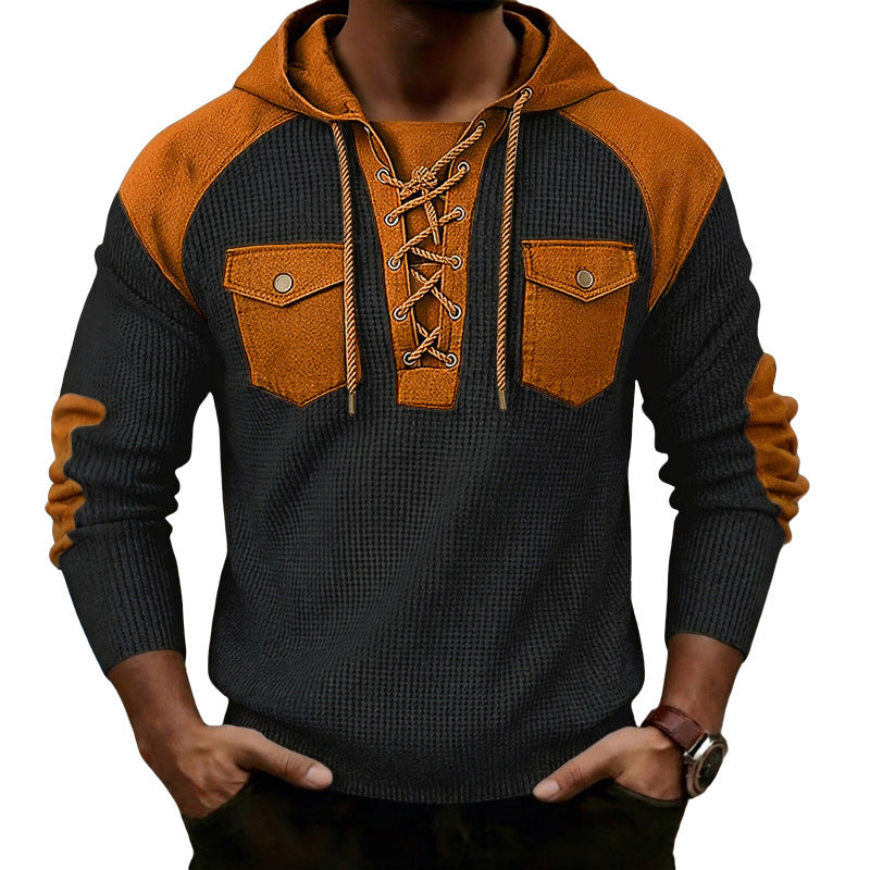 Herren Hoodie Langarm Waffel-Webung