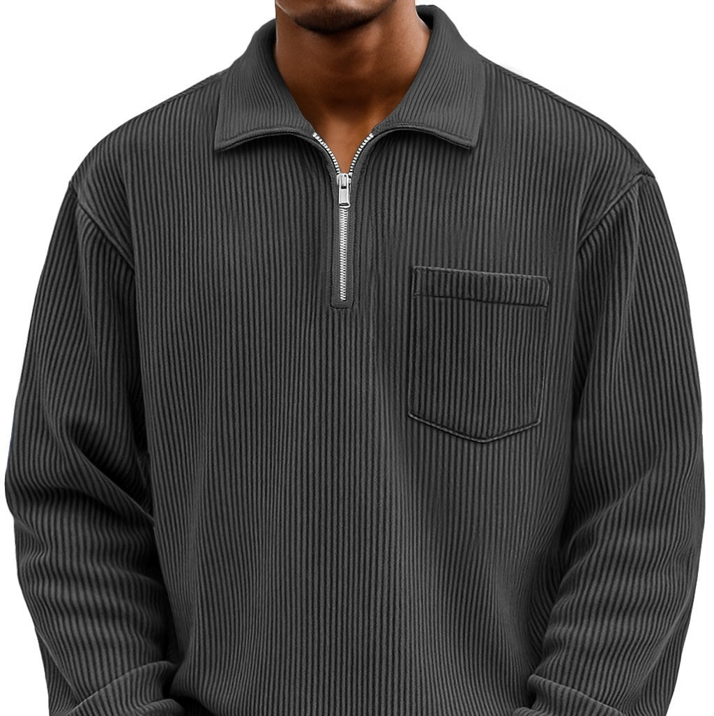 Henley Langarm-Hoodie mit Reissverschluss