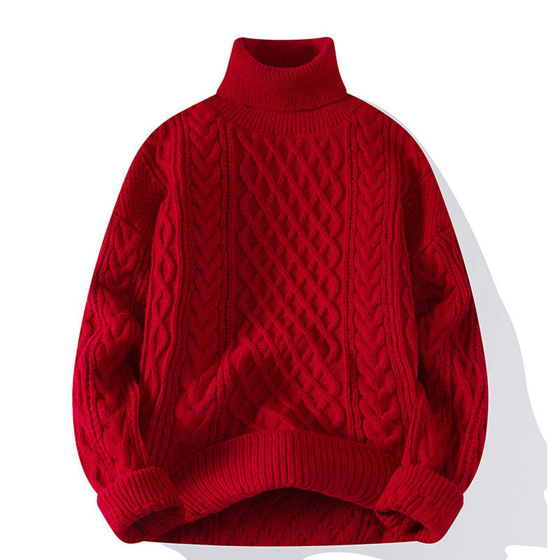 Fleecegefütterter Rundhals-High-Neck Pullover
