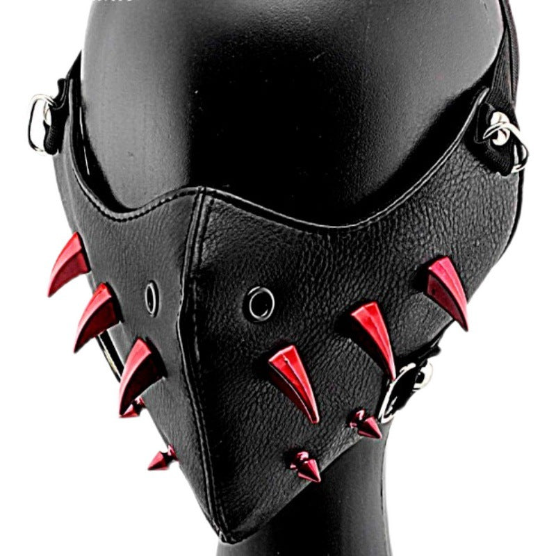 Leder Halbmaske Totenkopf-Reiter Schwarz
