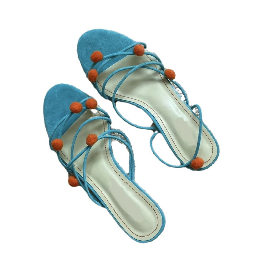 Schafleder-Sandalen mit Cyan-Leder – Bild 1 | LuxeStyle